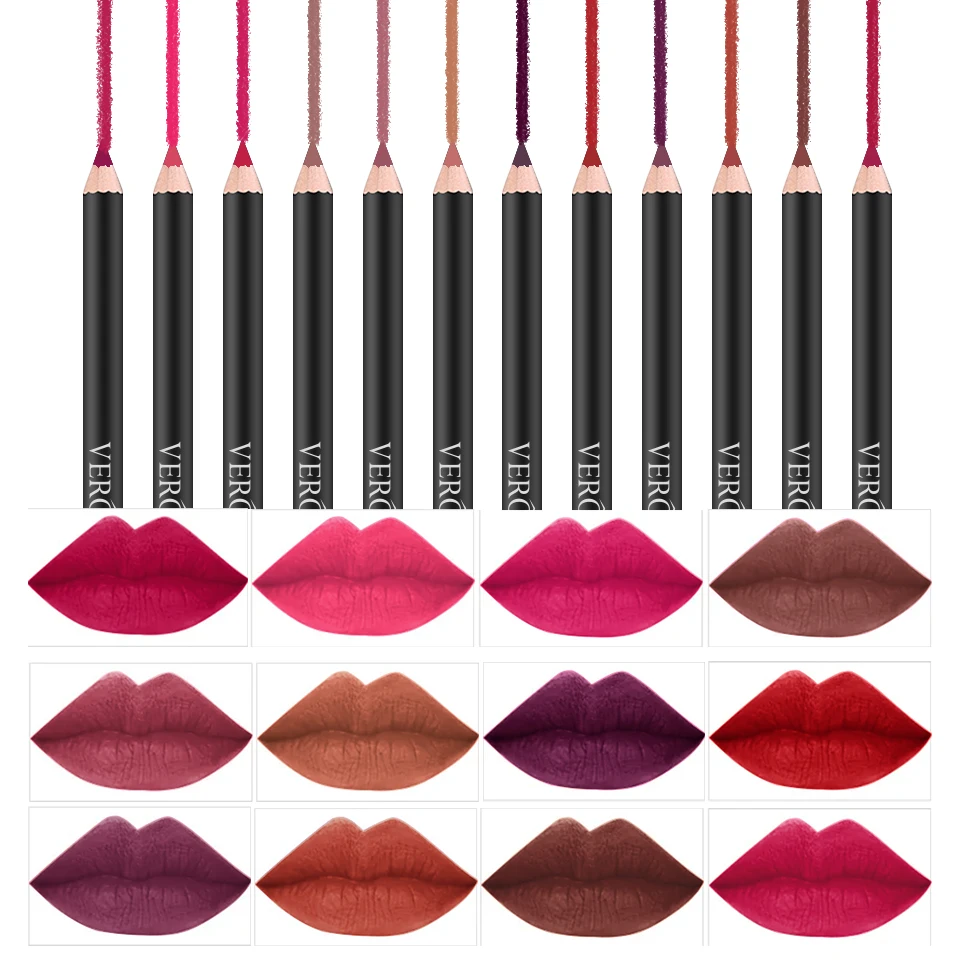 قلم تحديد شفاه غير لامع مكون من 12 لونًا، غير قابل للتجريد، سهل التلوين وغير ملطخ، مكياج متعدد الألوان للمكياج اليومي #2