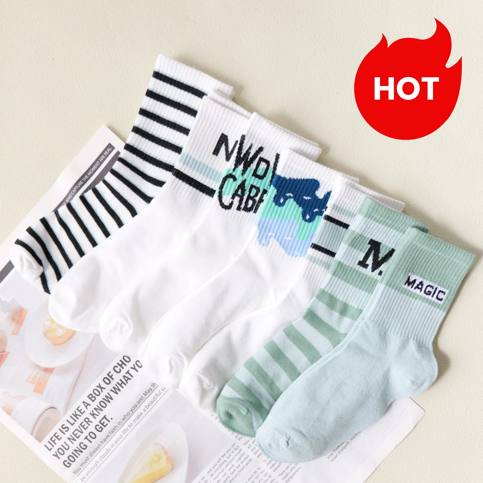 

Несколько пар мужских носков Crew, стиль зеленого граффити, модные и стильные, удобные, дышащие и влагоотводящие.