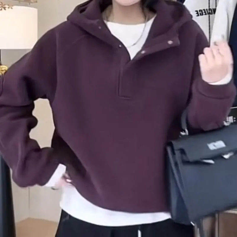 Hooded Cute Hoodies Himegyaru Woman Long Sleeve Estampada Divertida Stitched Youthful Popluar Semi-Zipper Autumn-Winter Y2K