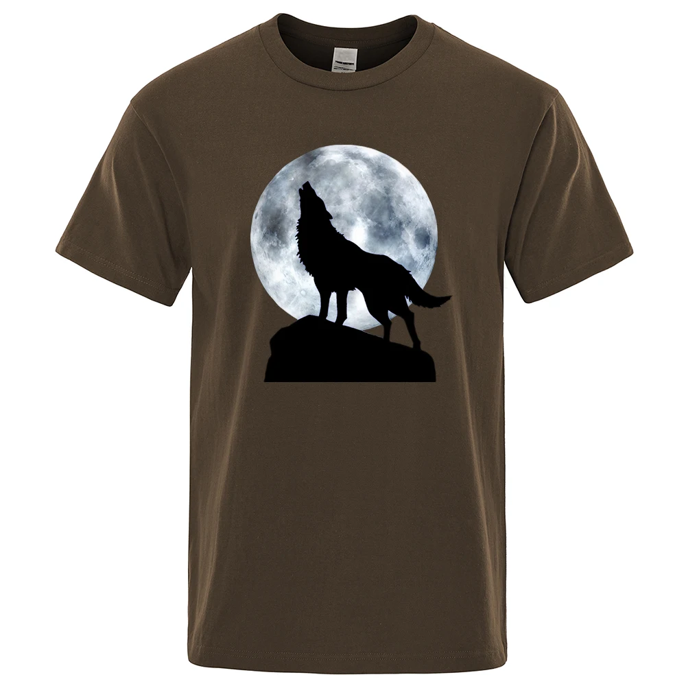 Funny Wolf Clothes Mens Comfortable Street T-Shirt Summer 100% Cotton Oversize T-Shirt Hip Hop Personality Anti-Wrinkle T Shirts