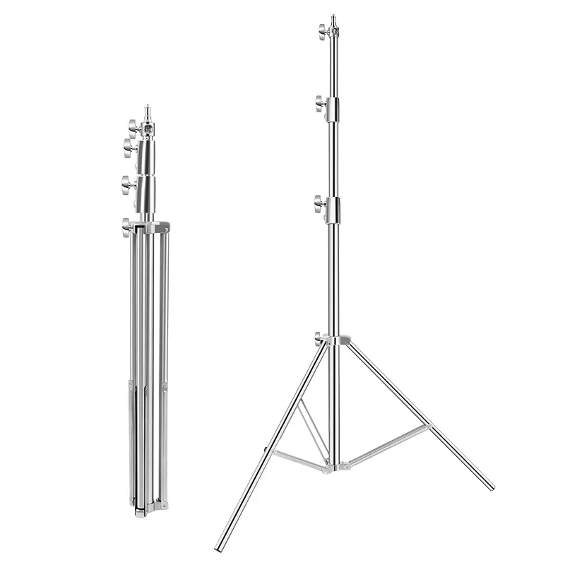 Stainless Steel Heavy Duty Light Stand Photography Studio Video Lighting Stands, Spring Cushioned Heavy Duty 2.8M Tripod Stand