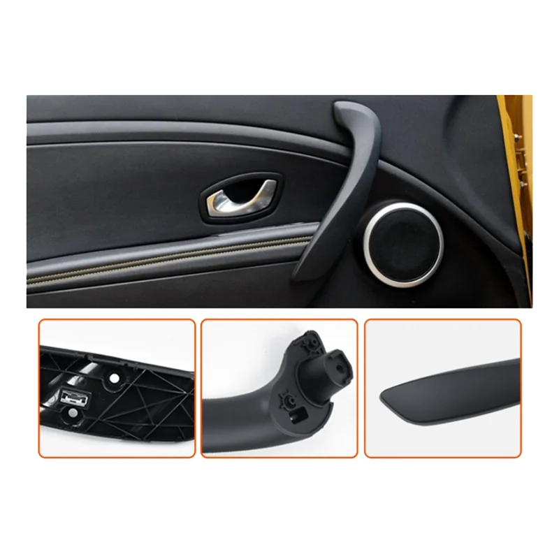 مقبض الباب الداخلي الأيمن الأمامي للسيارة المتين لرينو ميجان 3 2008-2016 مسند ذراع الباب دعامة جانبية داخلية ملحقات السيارة باللون الأسود