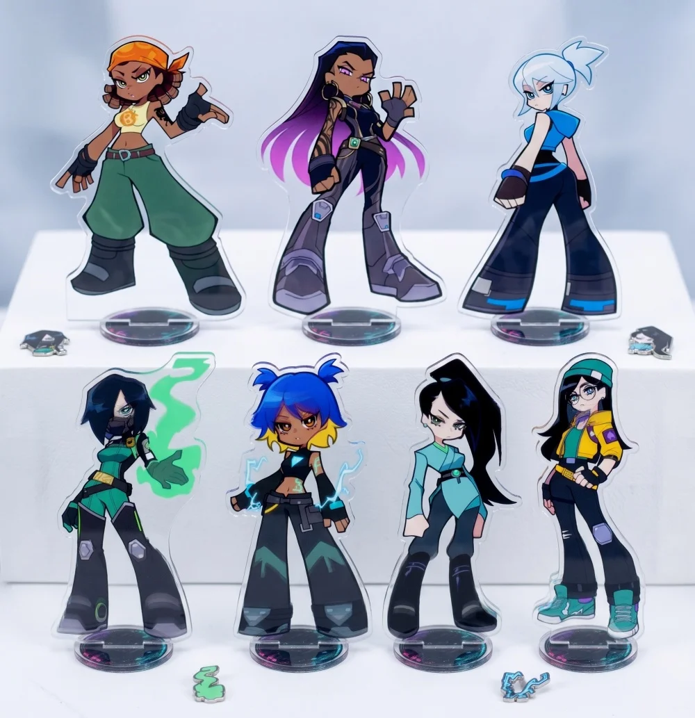 Valorant Acrylic Stand Figure Neon Jett Viper Astra Chibi Character Model Desk Decor Cute Collectible Toy Keychain Fans Gift