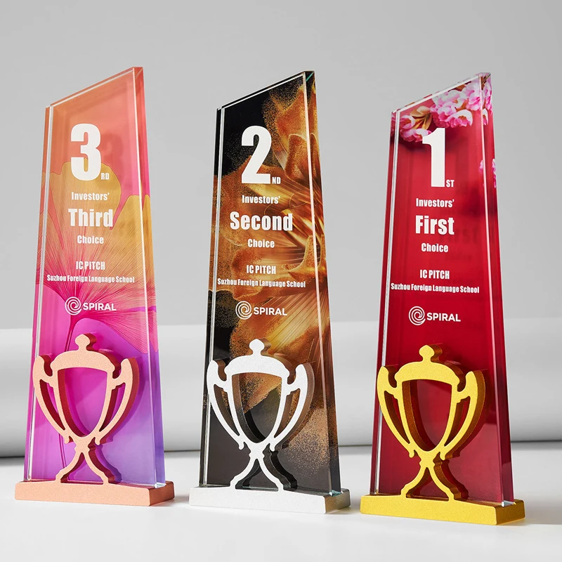 Customized Metal Horse-shaped Crystal Trophy Color Printing Prize Sports Award Outstanding Employee Souvenir Home Decoration 1Pc
