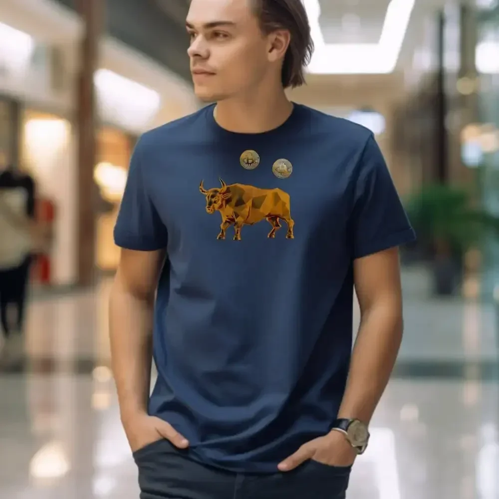 Bullish On Bitcoin T Shirt Bella Canvas 3001 Crypto Copper Bull Coins Cryptocurrency Fan Block Chain Btc