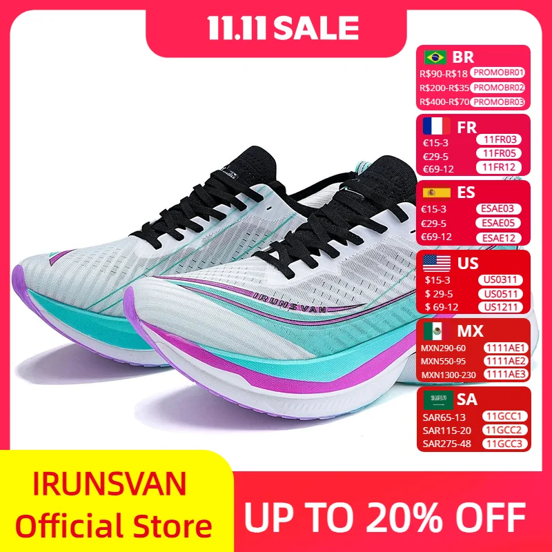 

2025 IRUNSVAN SHADOW WING 2.0 PRO Marathon на воздушной подушке, мужские спортивные кроссовки с карбоновой пластиной, легкие кроссовки для бега по пересеченной местности 2503