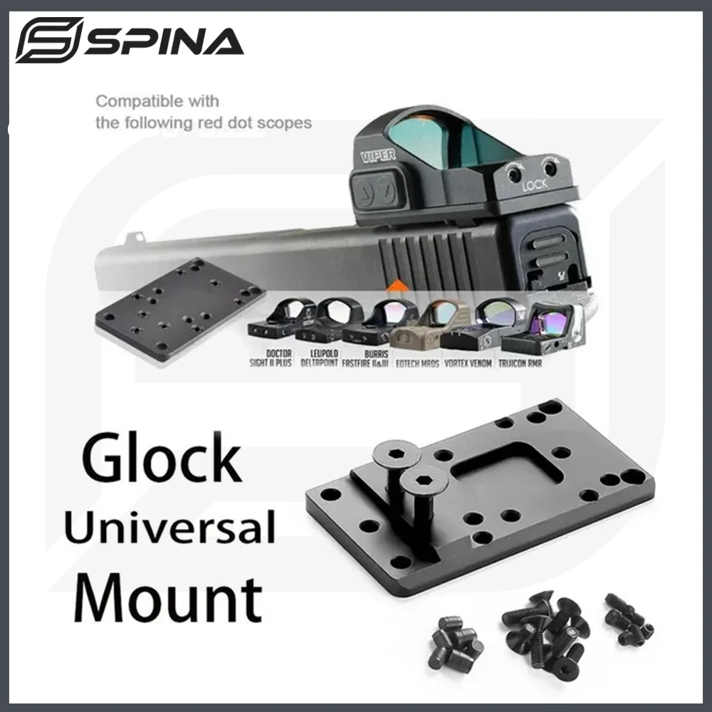 SPINA OPTICS Pistol Rear Sight Glock Plate Base Mount Compatible With Universal Red Dot Sight For Real Fire Caliber