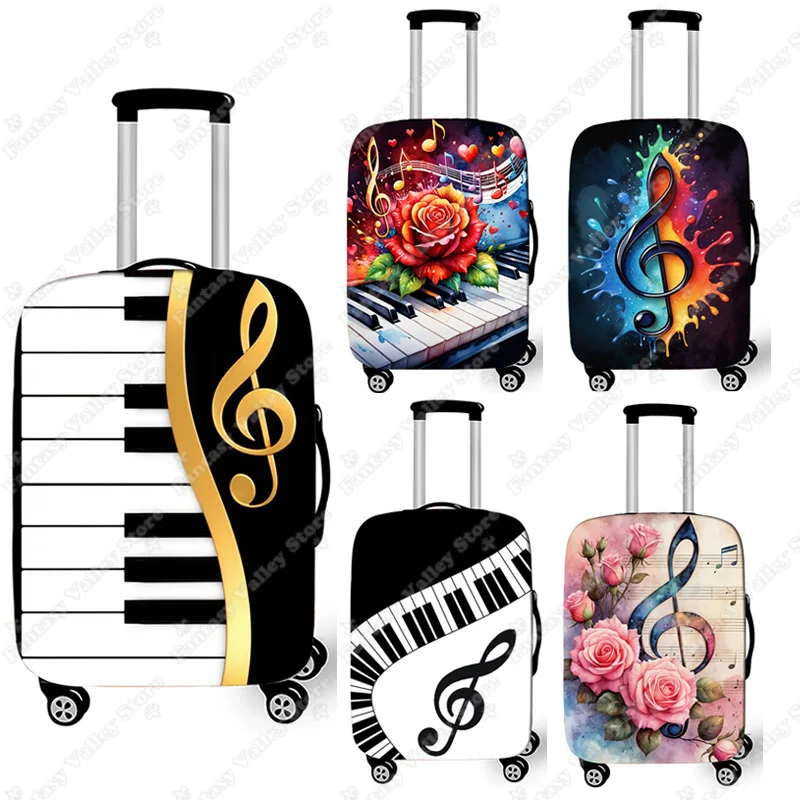 

Elegant Piano Musical Note Luggage Cover Travel Accessories Elastic Suitcase Protective Cover Anti-dust Trolley Case Covers