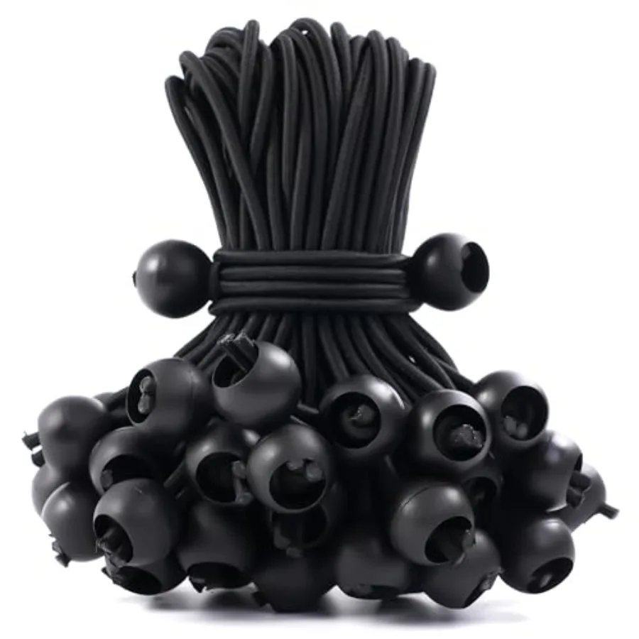 

60 Pcs Bungee Cords with Balls tarp tie Downs 6 Inch Bungee Balls Stretchable and Durable Bungee Cords Heavy Duty Outdoor Tarp