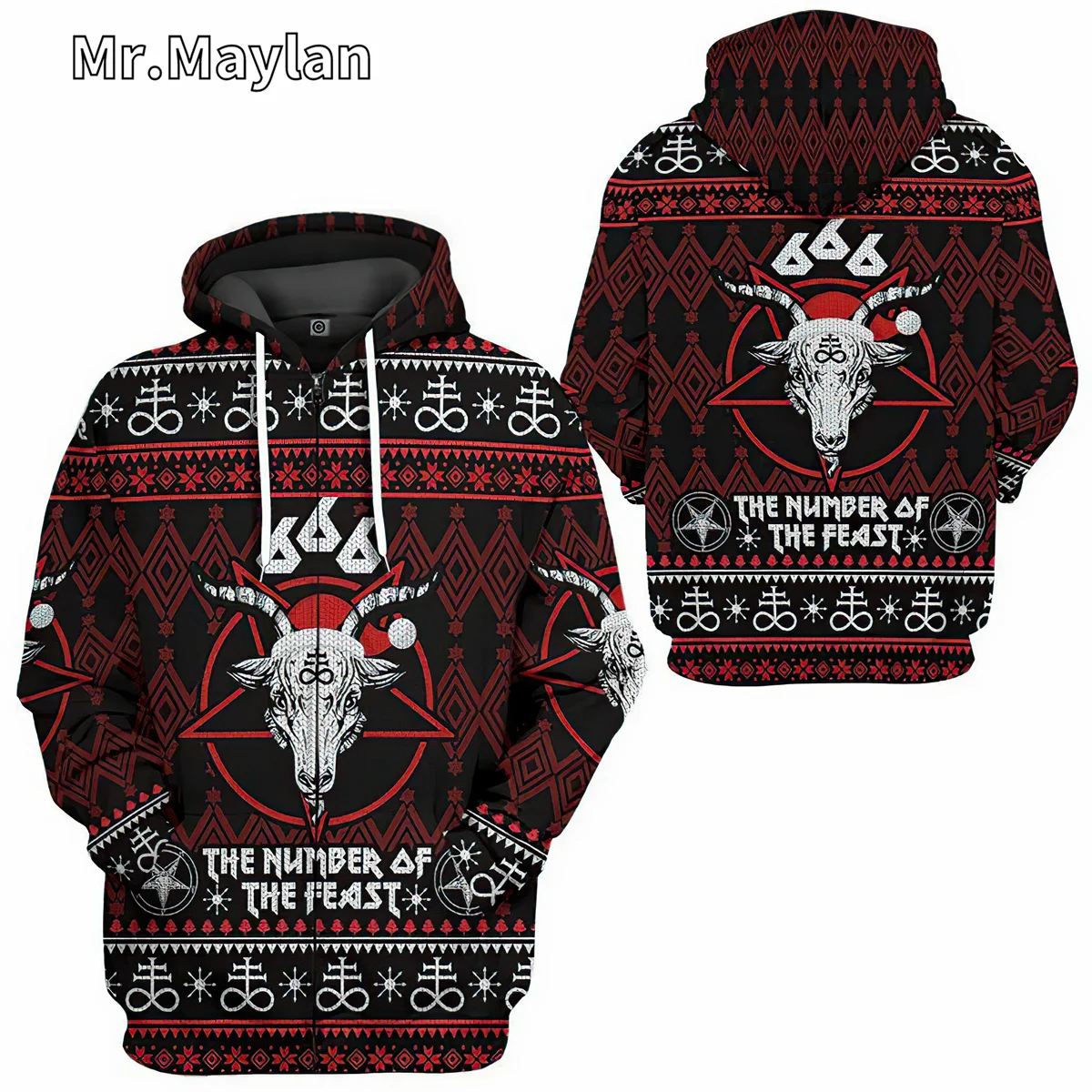 666 The Number Of The Feast Ugly Christmas 3D Unisex Hoodie Men Sweatshirt Streetwear Zip Pullover Casual Jacket Tracksuits