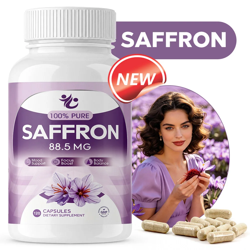 88.5mg Saffron Capsules, Natural Plant Extract, Daily Health Supplement, for Energy Support & Focus – 120 Count