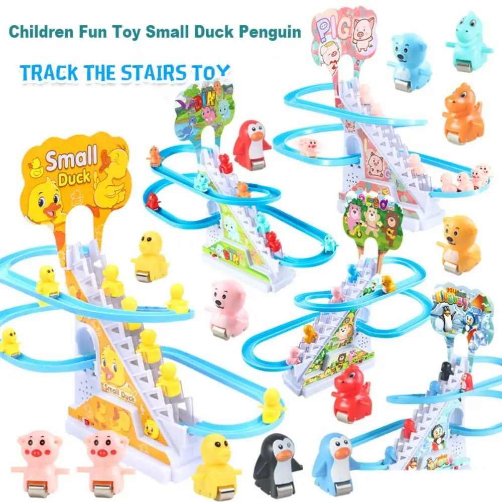 

Electronic Penguin Duck Climbing Light Musical Educational Gift Electronic Climbing Stairs Plastic Slide Track Coaster