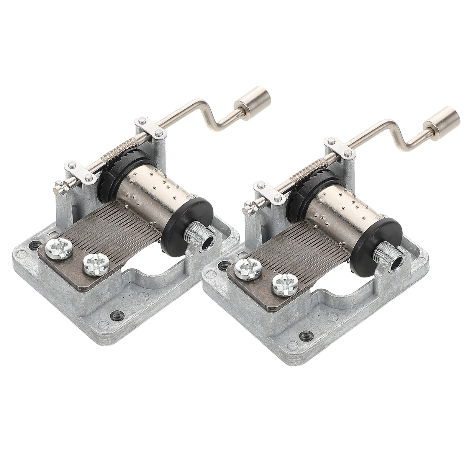 

2pcs Music Box Movement Hand Crank Wind up Mechanism 8Tone DIY Metal Parts Toys Instruments Gray Plated Silver