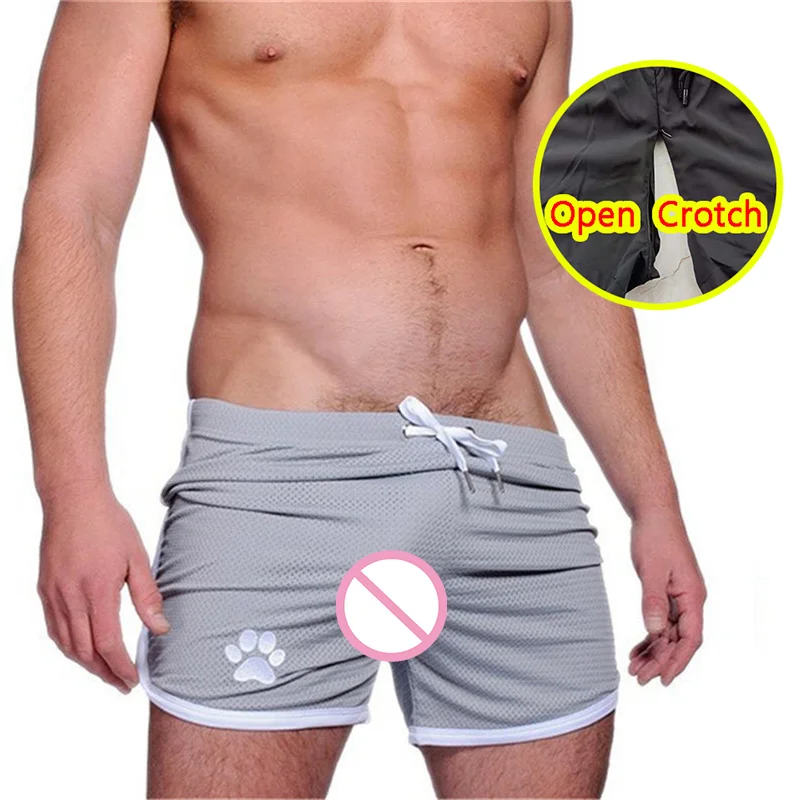 

Man Open Crotch Sexy Shorts Board Gay Breathable Crotchless Pant Run Sport Quick-dry Fitness Soft Sweatpants Gym for Outdoor Sex