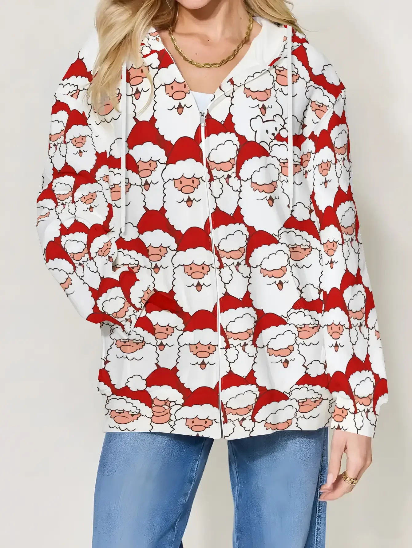 

New Women's Printed Zipper Hoodie - Retro Fashion Full Zipper Hoodie with Pocket, graphic hoodie