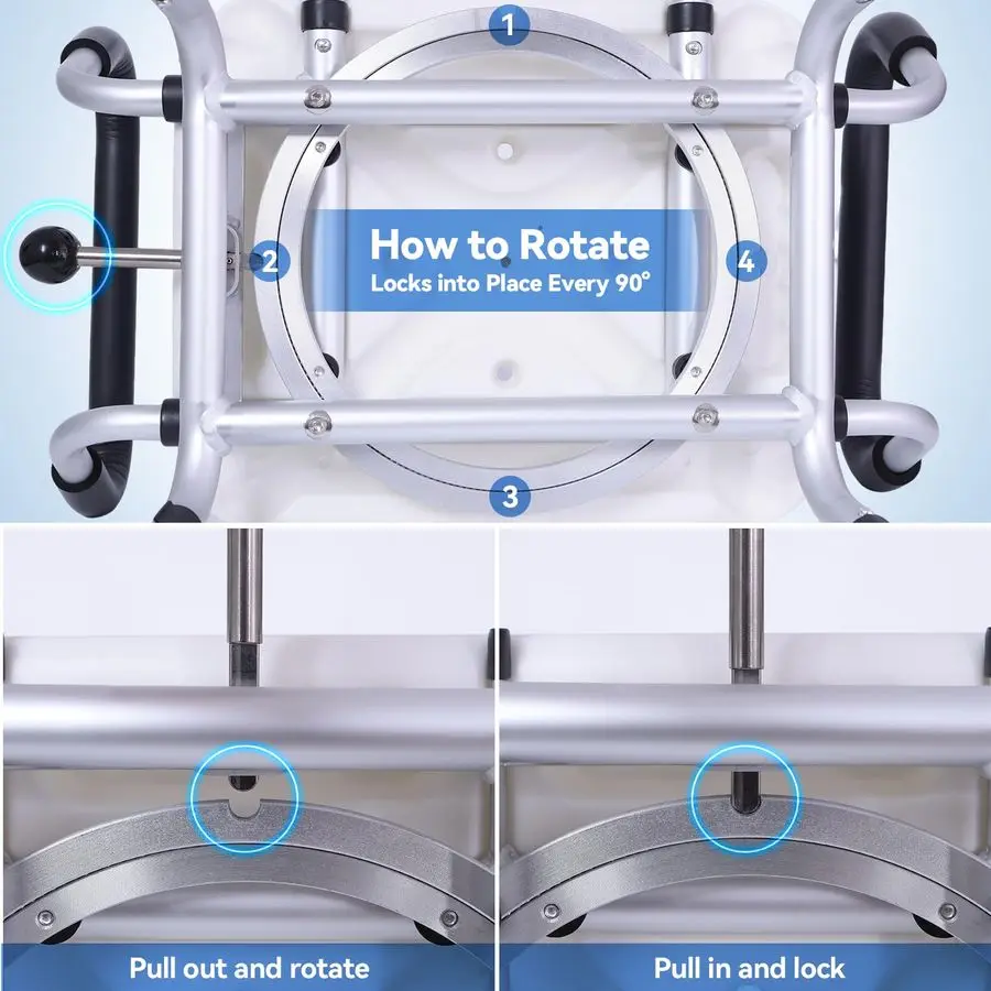 Shower Chair Heavy Duty Shower Chair for Elderly Disabled Injured Height Adjustable Shower Stool with Arms amp Back NonSlip Rota