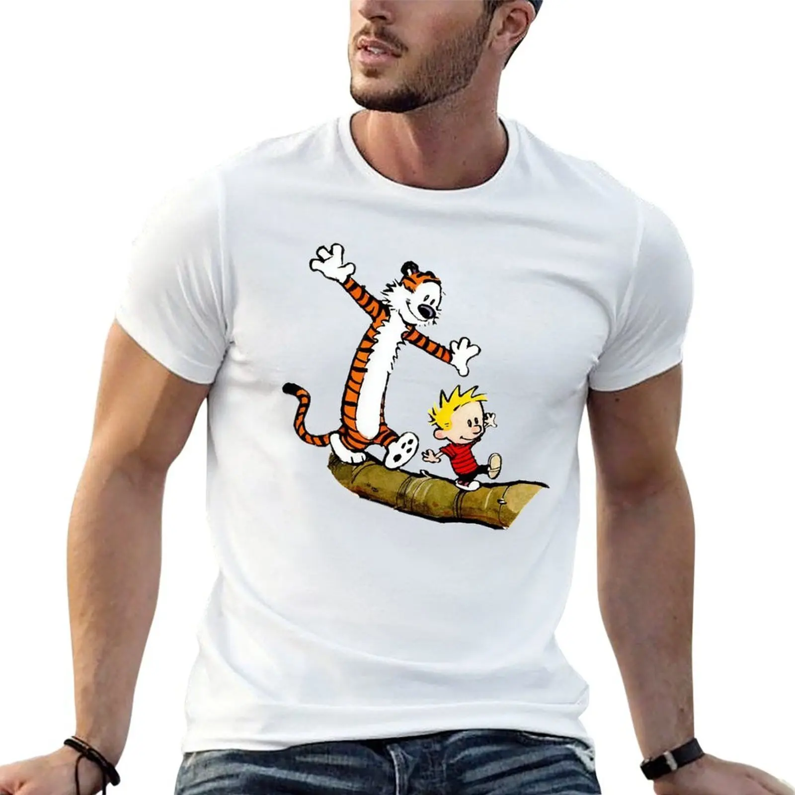 

graphic t funny cotton T-Shirt cotton Calvin shirts t 100% for man Hobbes tees shirts t man shirts