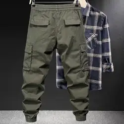 Pantalones Cargo con cordón de cintura elástica para hombre, múltiples bolsillos para exteriores, primavera y otoño