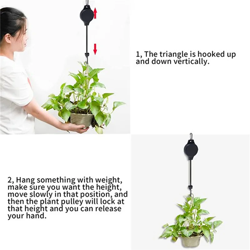 

ABDJ-Plant Pulley Retractable Hanger Plant Pulley Adjustable Height Wheel For Hanging Plants Indoor(8PCS) BLACK