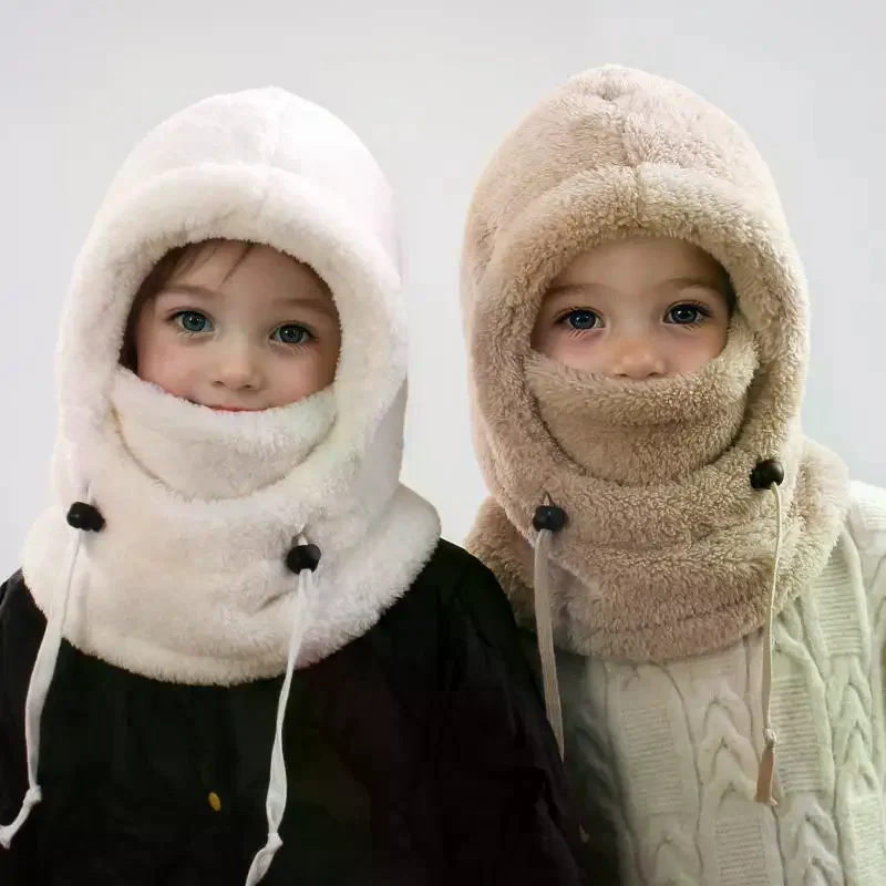 

Детские плюшевые шапки-балаклавы, ветрозащитная теплая шапка, шарф, регулируемый чехол для шеи, защитная шапка для ушей