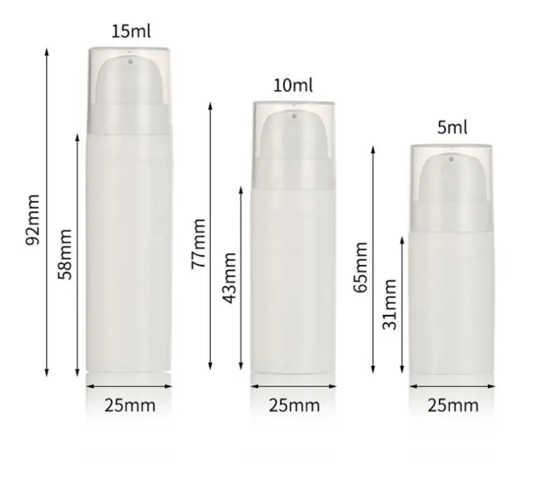 10pcs 5ML 10ML 15ML Empty Plastic Cosmetic Bottle Travel Mini Liquid Bottles Airless Pump Vacuum Toiletries Container