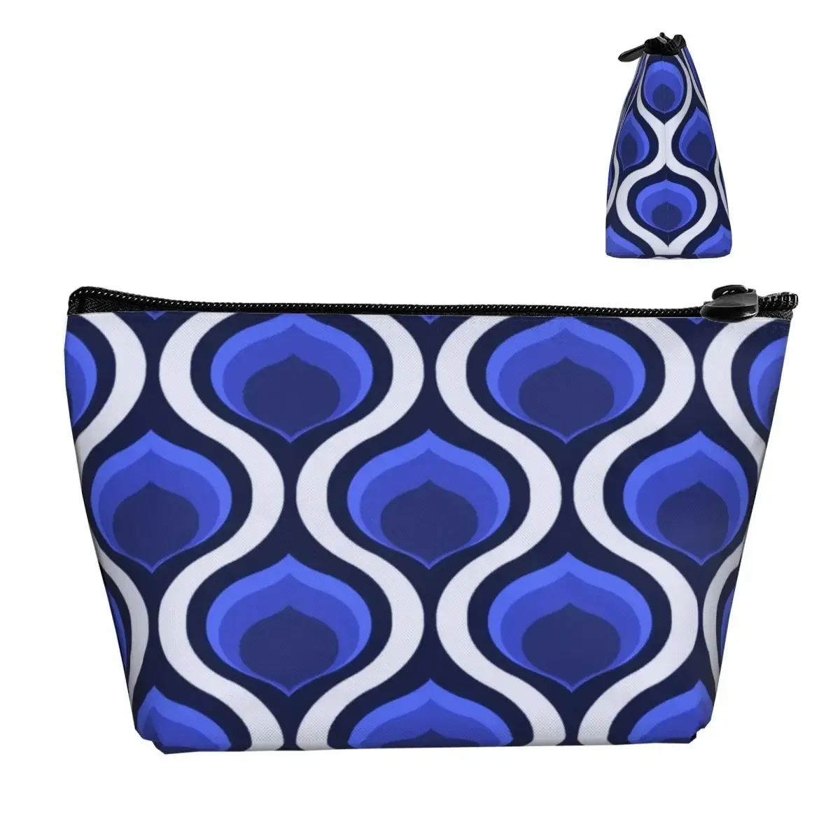 Orla Kiely Abstract Retro Fabric Blue White Travel Toiletry Bag Women Floral Cosmetic Makeup Organizer Beauty Storage Dopp Kit