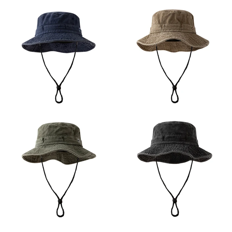 Fashion Women Men Solid Vintag Bucket Hat Panama Fisherman Cap Hat for Fishing Riding Climbing Picnic