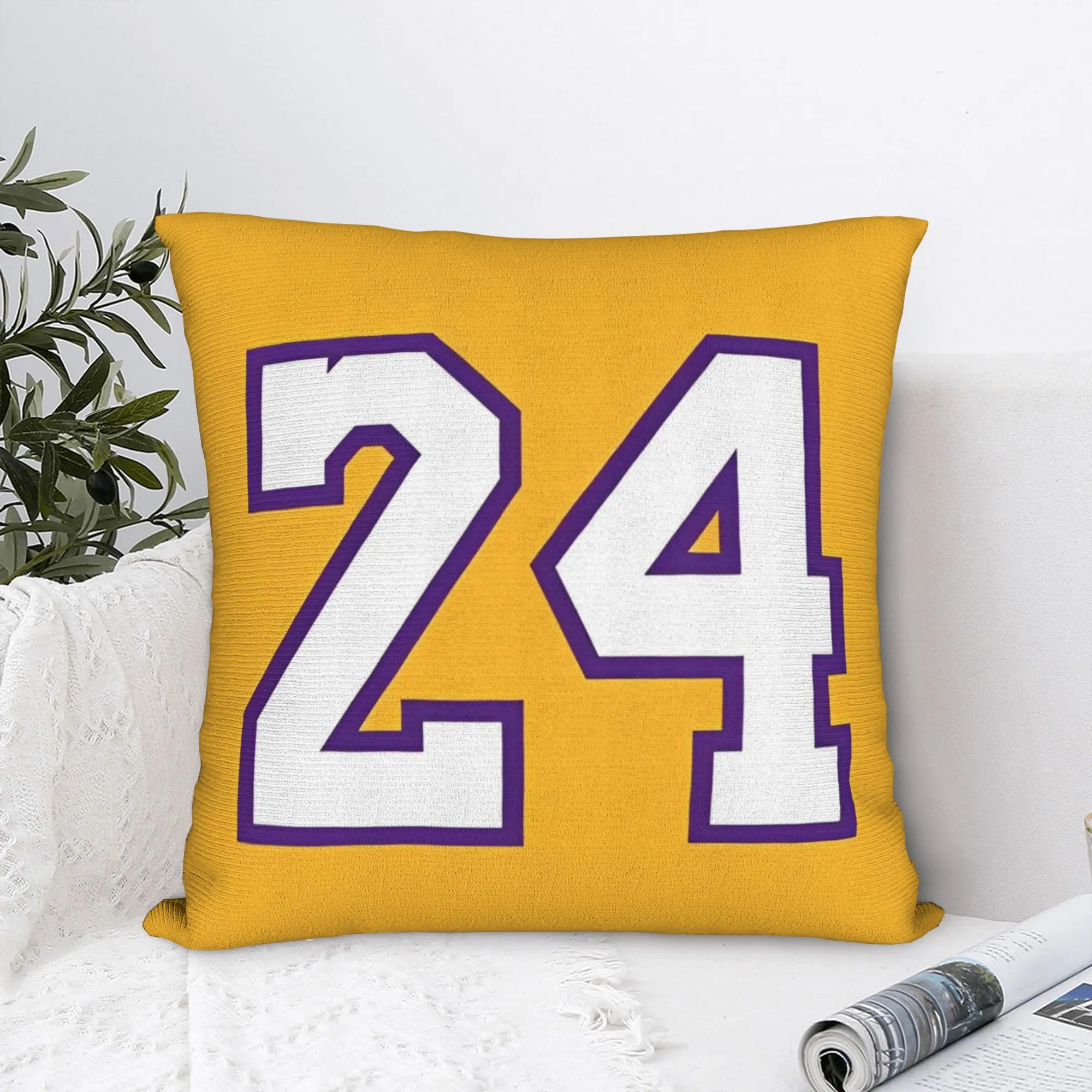 Cosplay Costume Basketball Number 24 23 8 Square Pillow Cases  Cushion Cover Custom Decorative Pillowcase for Car 45*45cm