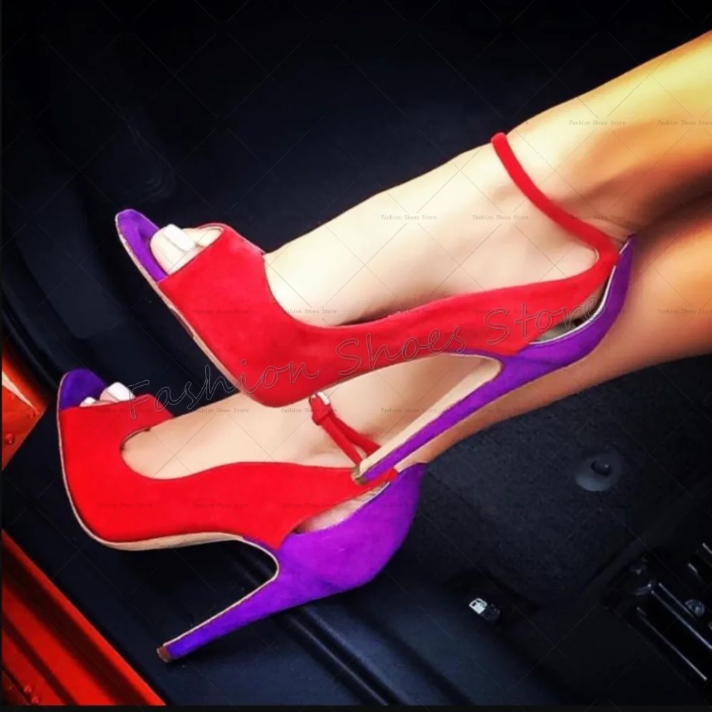 

Red Ankle Buckle Peep Toe Sandals Sexy Stilettos High Heels High Heel Shoes for Women Fashion Heels 2025 New Zapatos Para Mujere