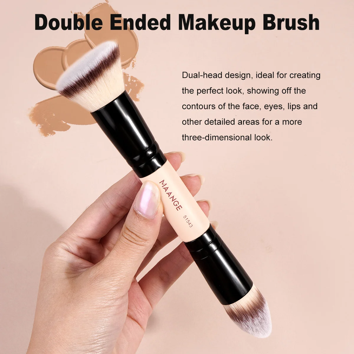 MAANGE 4-teiliges Basic-Make-up-Pinsel-Set, doppelseitige Grundierungen, Puder-Rouge-Details für Lidschattenpinsel, Anfänger, Reise-Make-up
