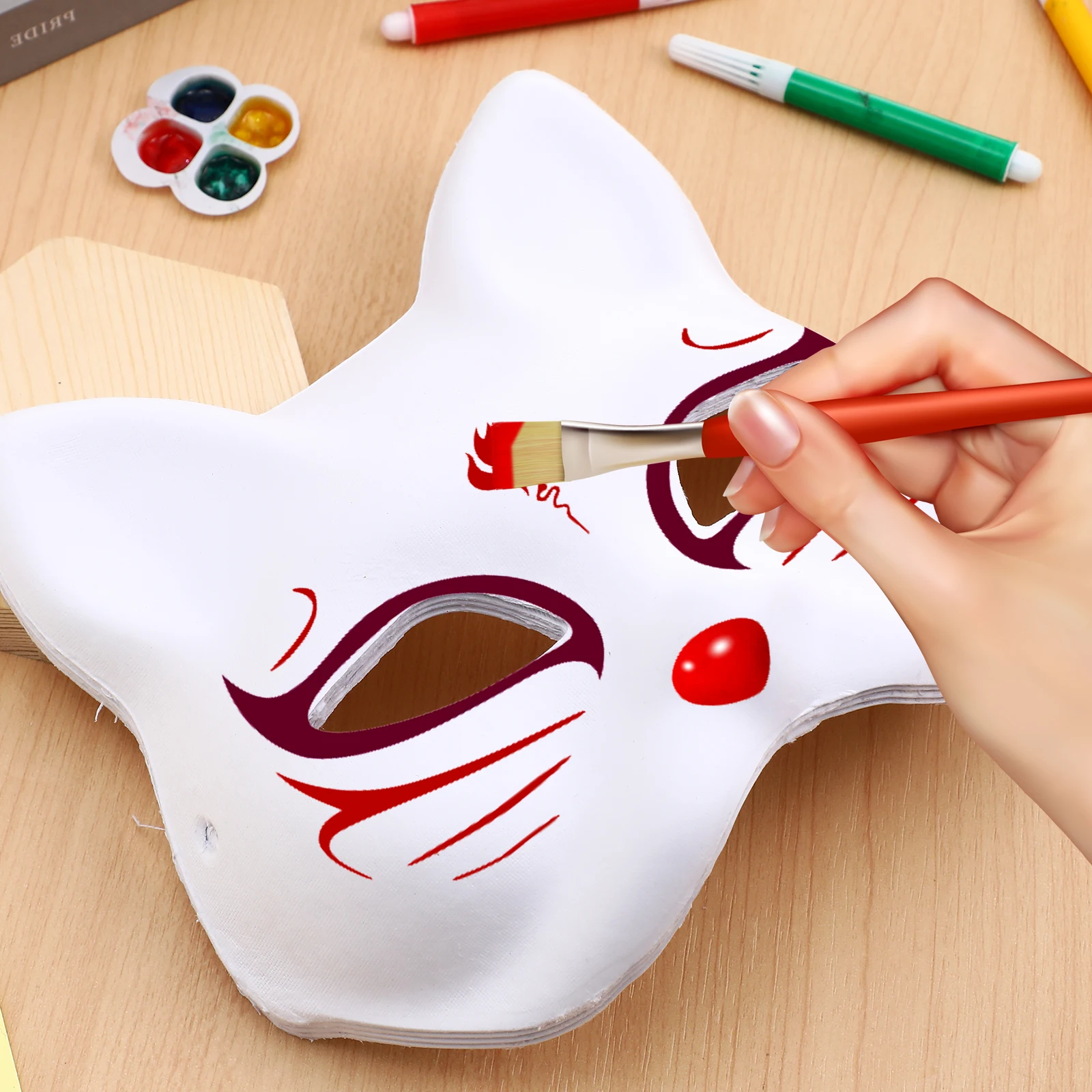 

10 Pcs Paper Mask Animal Masquerade Painting Carnival Masks Tail White Pulp DIY Blank Miss