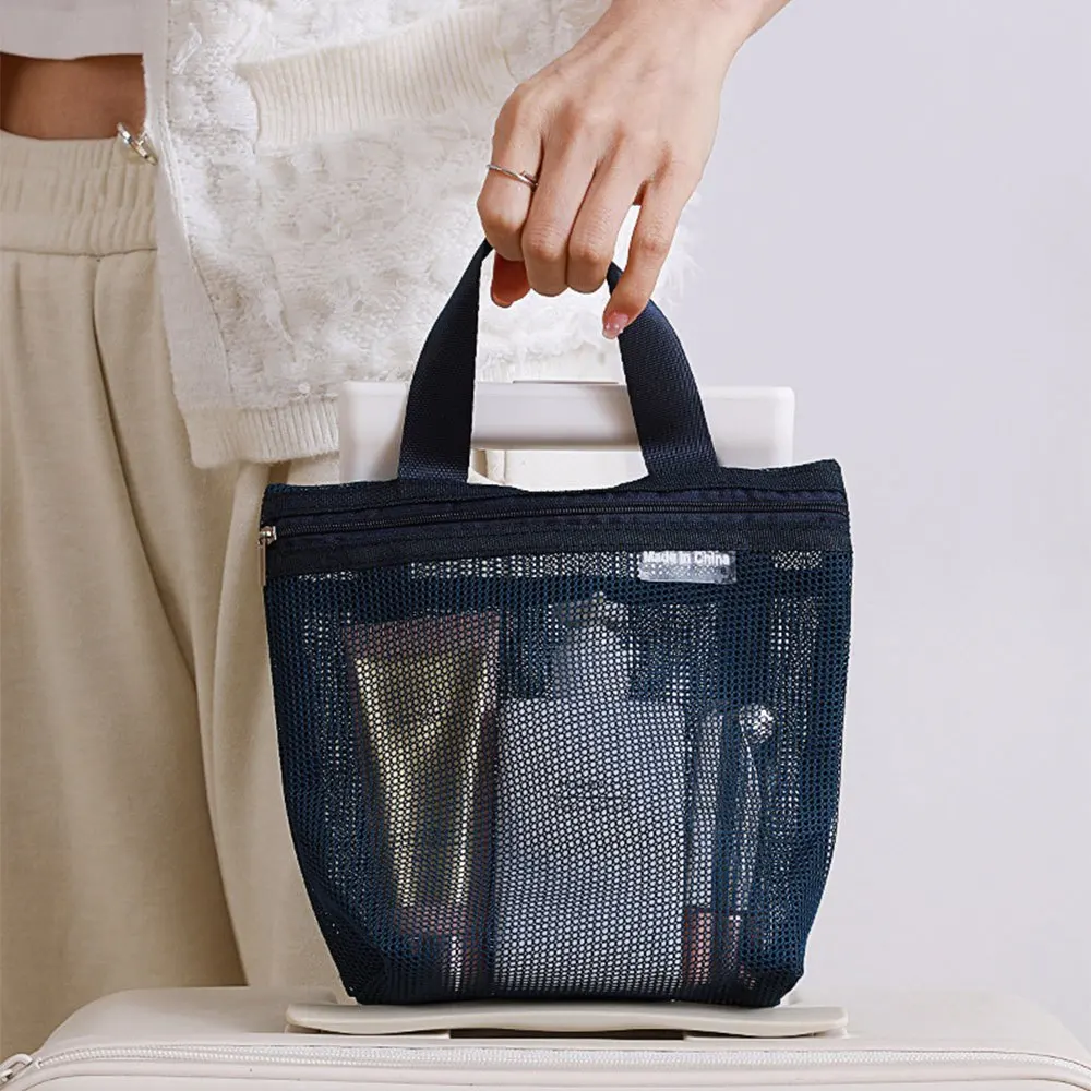 Mesh Makeup Toiletry Storage Bags Handbags Portable Travel Washing Body Shower Tools Organizer Hanging Cosmetic Organizer Pouch