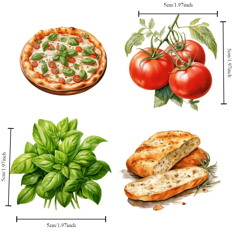 수채화 손으로 그린 이탈리아 요리 스티커, 공예 및 스크랩북 스티커, 책 장식, DIY 문구, 방수