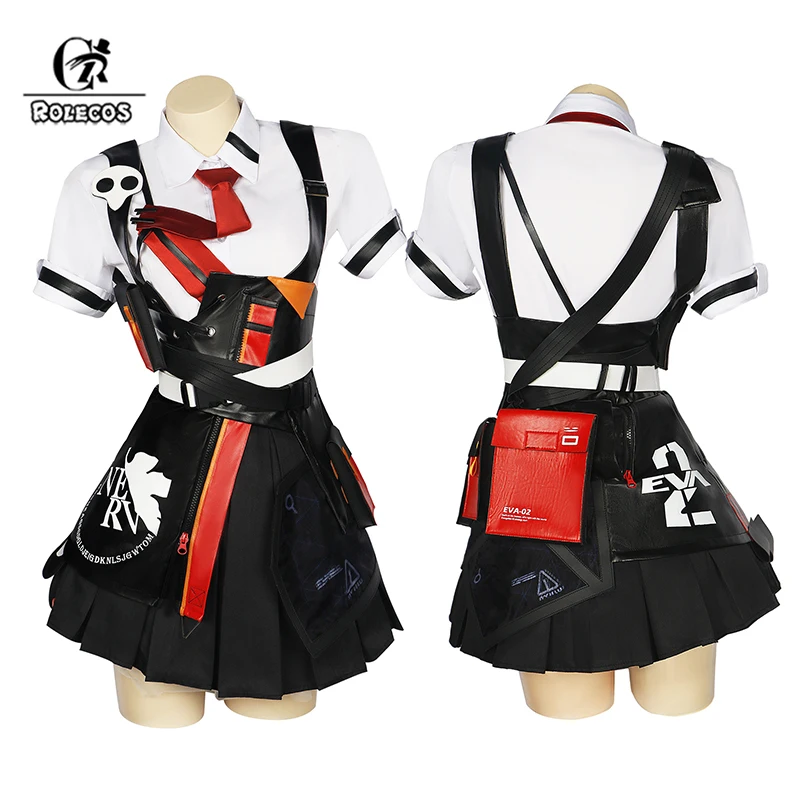 

ROLECOS Game Honkai Impact 3rd Collab EVA Dress Cosplay Costume EVA Party Women PU Leather Uniform Halloween Outfit Fullset