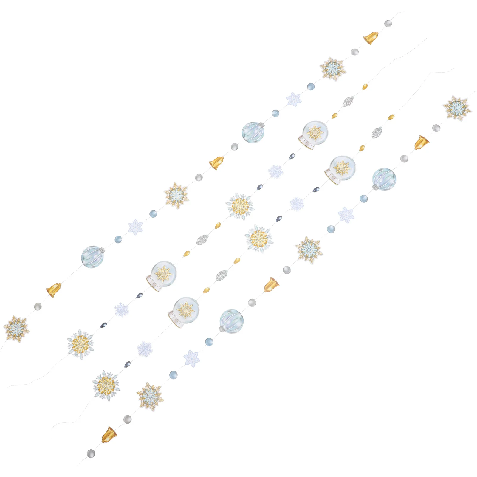 

4Pcs Christmas Snowflakes Bell Hanging Garland Paper Decorations Xmas Party Banner Indoor Xmas Wall Decor Christmas Garlands