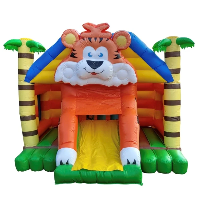 Palm Tree Forest King Tiger Shape Inflatable Trampoline Inflatable Trampoline With Slide Two Sizes Available For Customization