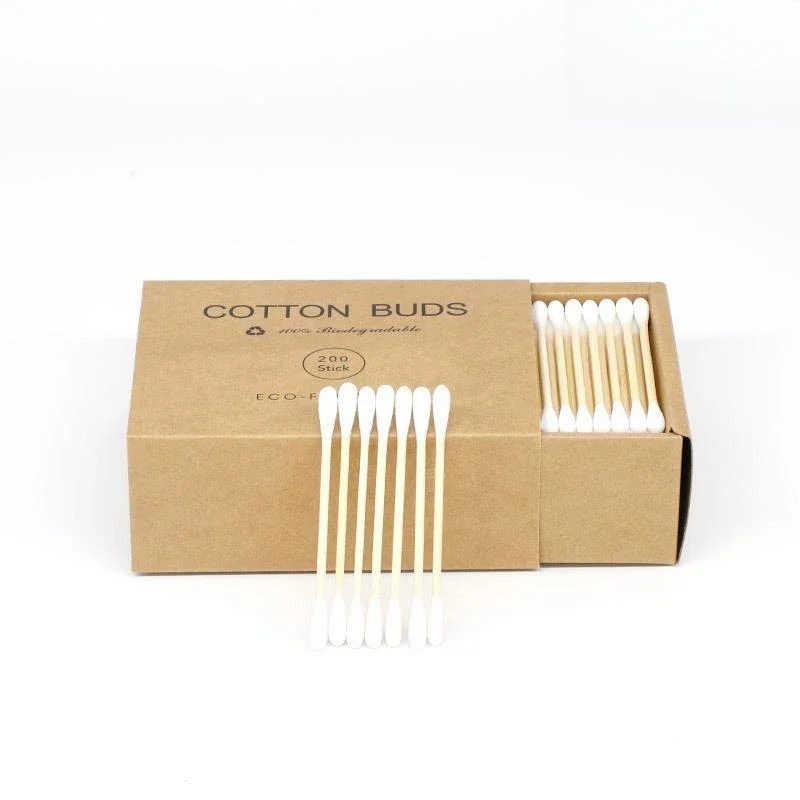 Apontou madeira Cotton Bud Stick, Bebê Q-Dicas Cotonetes De Algodão, 100 Pcs