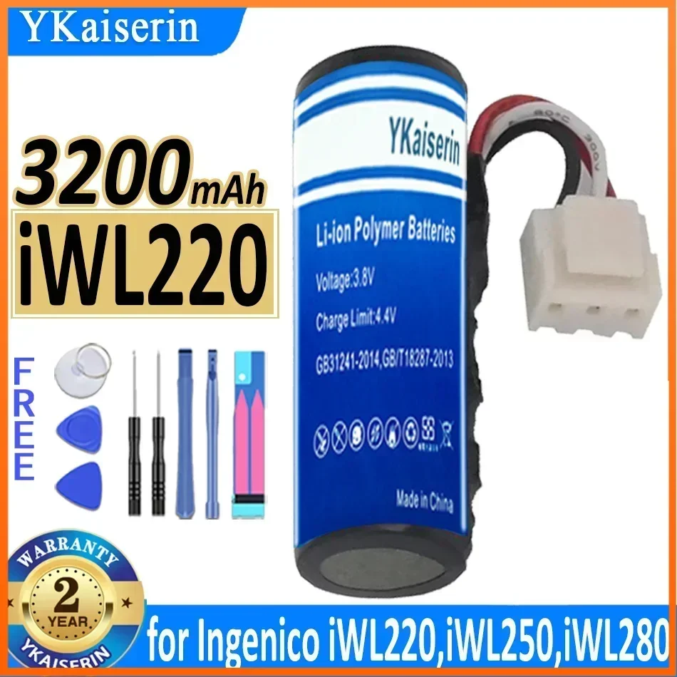 YKaiserin 3200mAh Battery for Ingenico IWL220 IWL250 IWL280 Iwe280 IWL252 IWL255 IWL251 for Newland ME31 SP610 SP60 POS Bateria