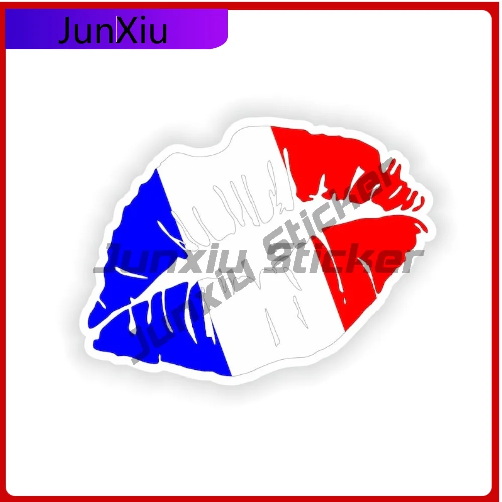 

France Flag Lips Shape With National Emblem Vinyl Decals Motorcycle Stickers Camping Car Decoration Decals For Suv Accessories