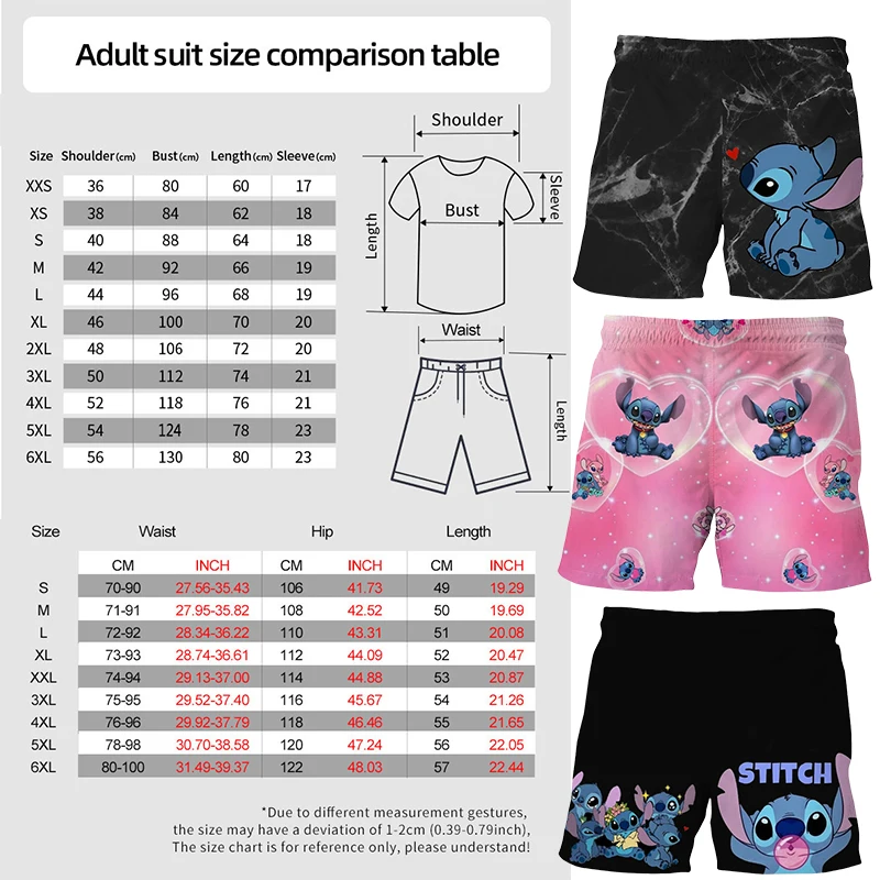 Disney Stitch Beach Pants Casual Sports Shorts Summer Outer Wear Swimwear Clothing Man Woman Beach Shorts Couple Sweatpants Gift