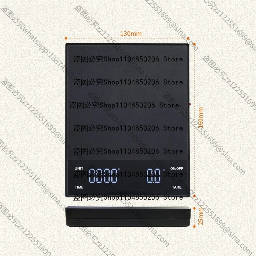 Suitable for LED Touch Smart Hand-brewed Coffee Electronic Scale, Chronograph Kitchen Scale, Black