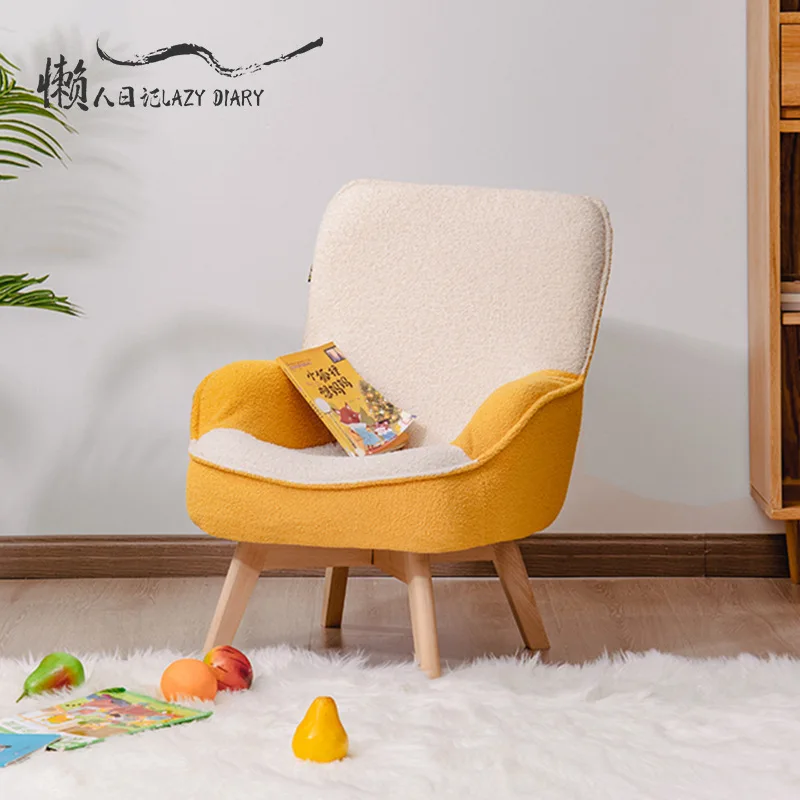 Children's Sofa Chair, Baby Reading Corner Layout, Removable and Washable Single Person Mini Teddy Velvet Sofa, Study Chair