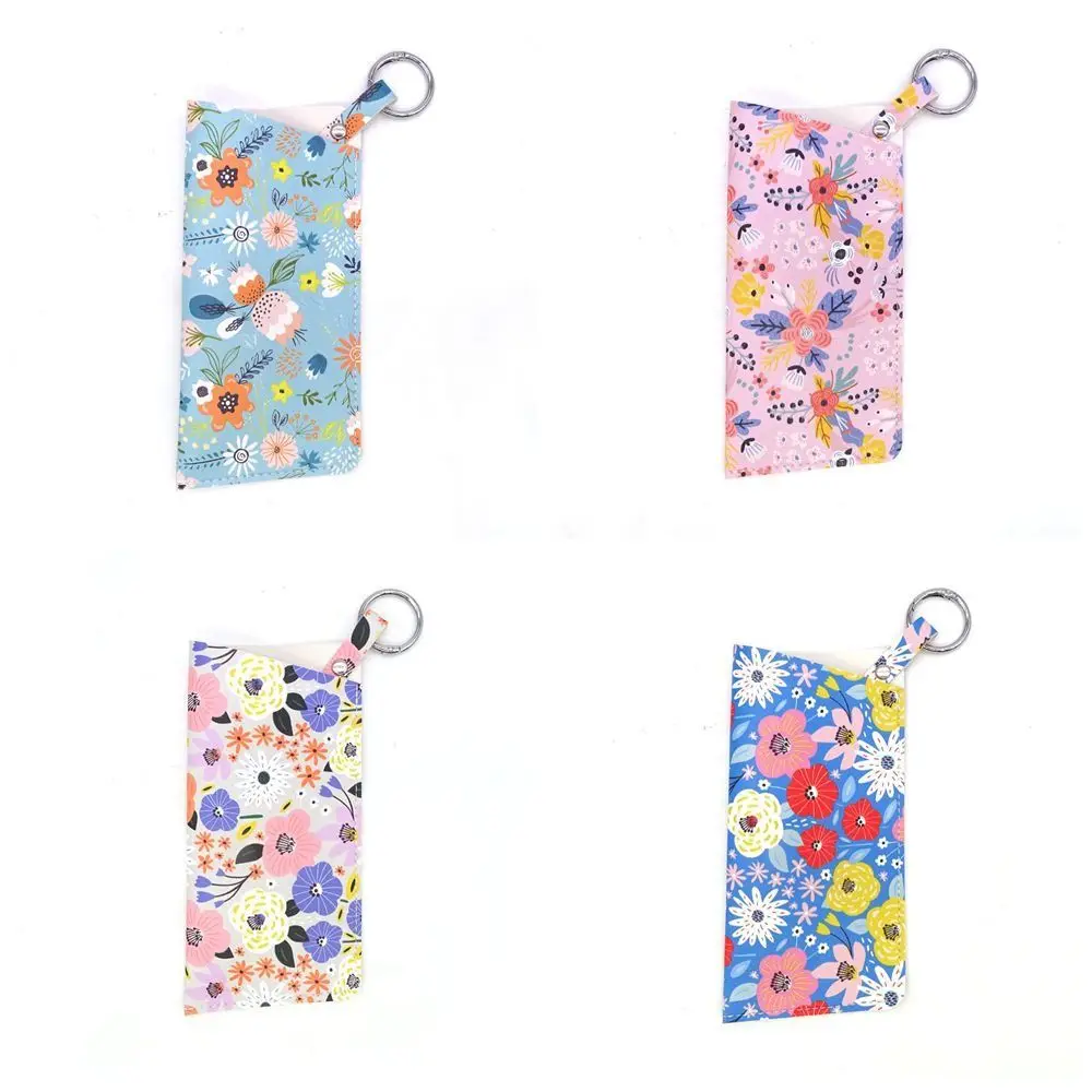 

PU Leather Sunglasses Storage Bag with Keyring Durable Sunglasses Pouch Portable Solid Color Hanging Sunglasses