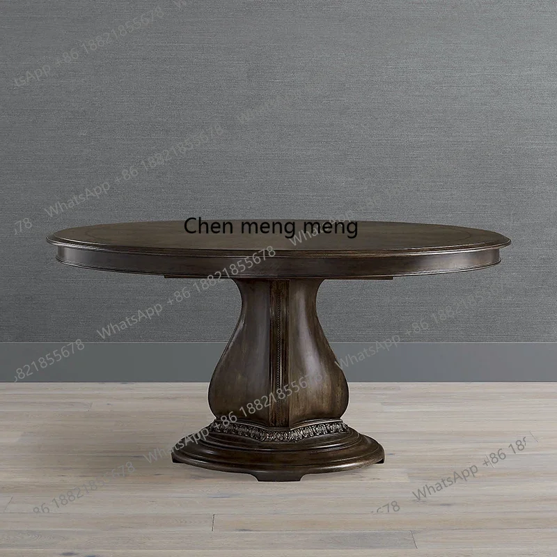 

ZJ обеденный стол, вилла, столовая, бытовой стол из цельного дерева, французский кантри, маленькая квартира, гостиная, круглый обеденный стол