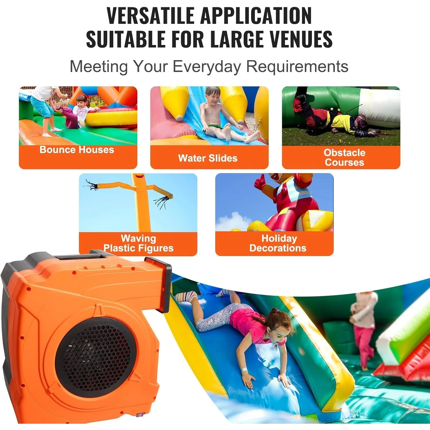 Inflatable Blower, 1500W, 2 & 2.1 HP Bounce House Blower, Pump Commercial Air Blower for Inflatables, 3100 RPM Bouncy Castle