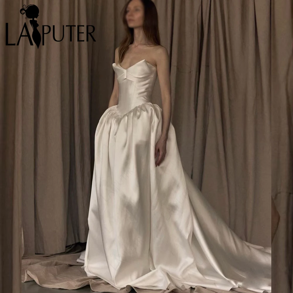 

Свадебное платье А-силуэта цвета слоновой кости с пышной юбкой, корсетным лифом и открытыми плечами, простое, пышное, для невесты, новинка 2026 года