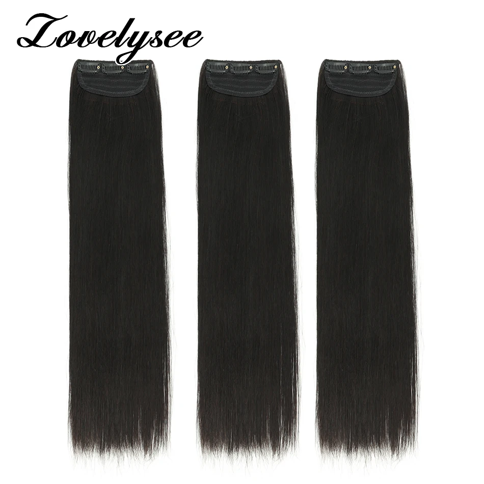 Extensiones de Cabello con Clip, cabello humano liso, Natural, Europeo, una pieza, 3 Clips, 100% Remy