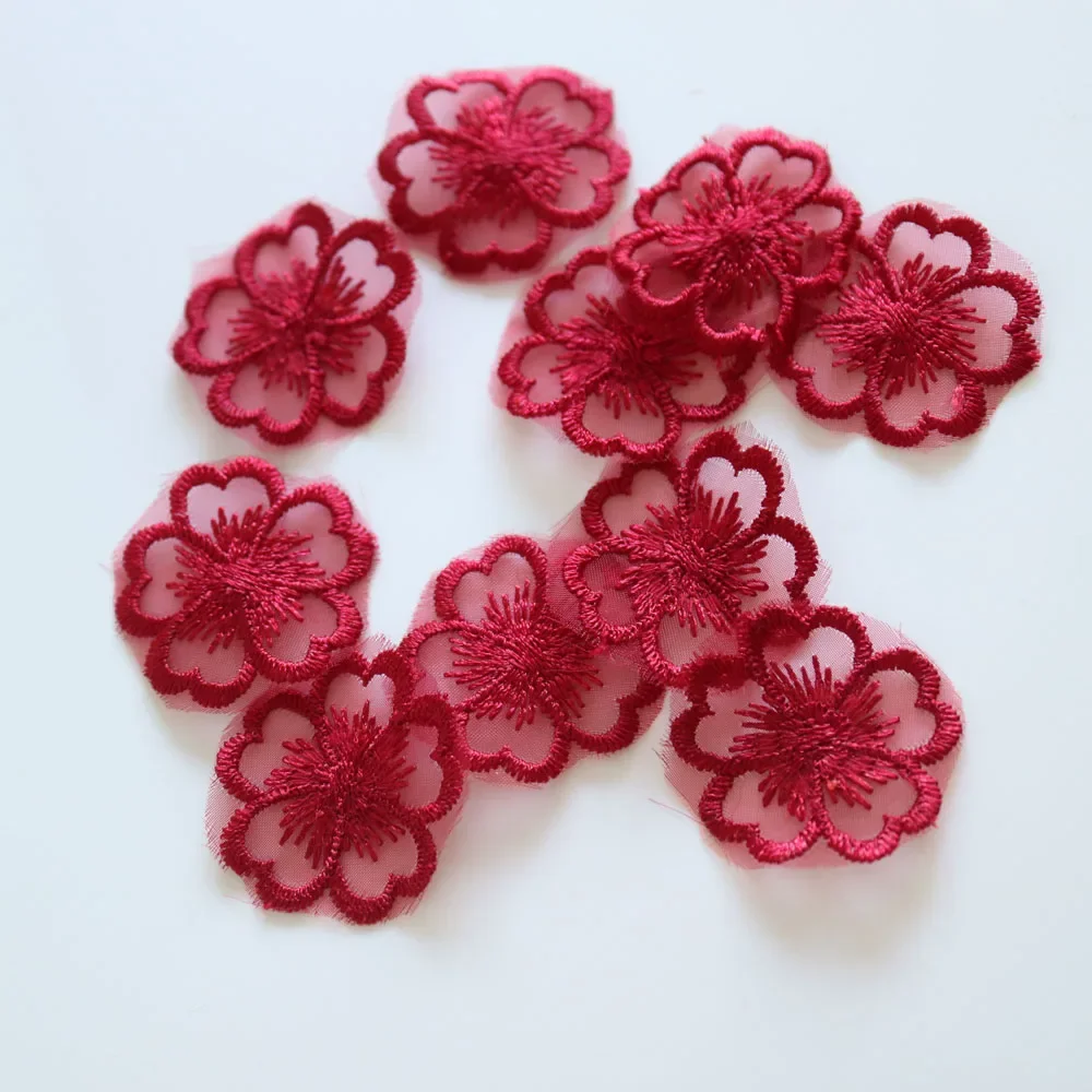 10pc/lot 3cm flower embroidery patches for clothing DIY embroidered parches appliques for wedding dresses decoration parch ropa