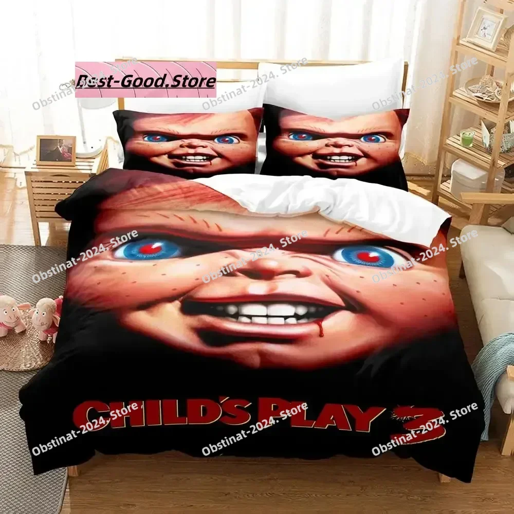 Venda quente conjunto de cama chucky único gêmeo completo queen king size conjunto aldult quarto do miúdo conjuntos capa edredão 3d 2022 halloween