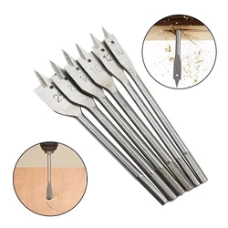 6pc Natural Color Three Pointed Flat Drill Hexagonal Handle Woodworking Hole Opener Wooden Board Drilling Bit Tool Set 2025